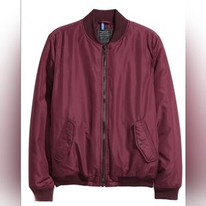 H&M Sz Small Men's Burgundy Bomber Jacket Lightweight Fall Layer
